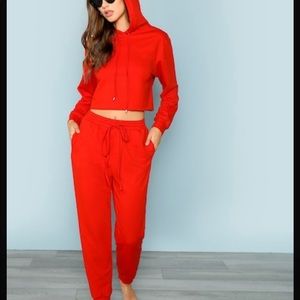 Red Cropped Tracksuit